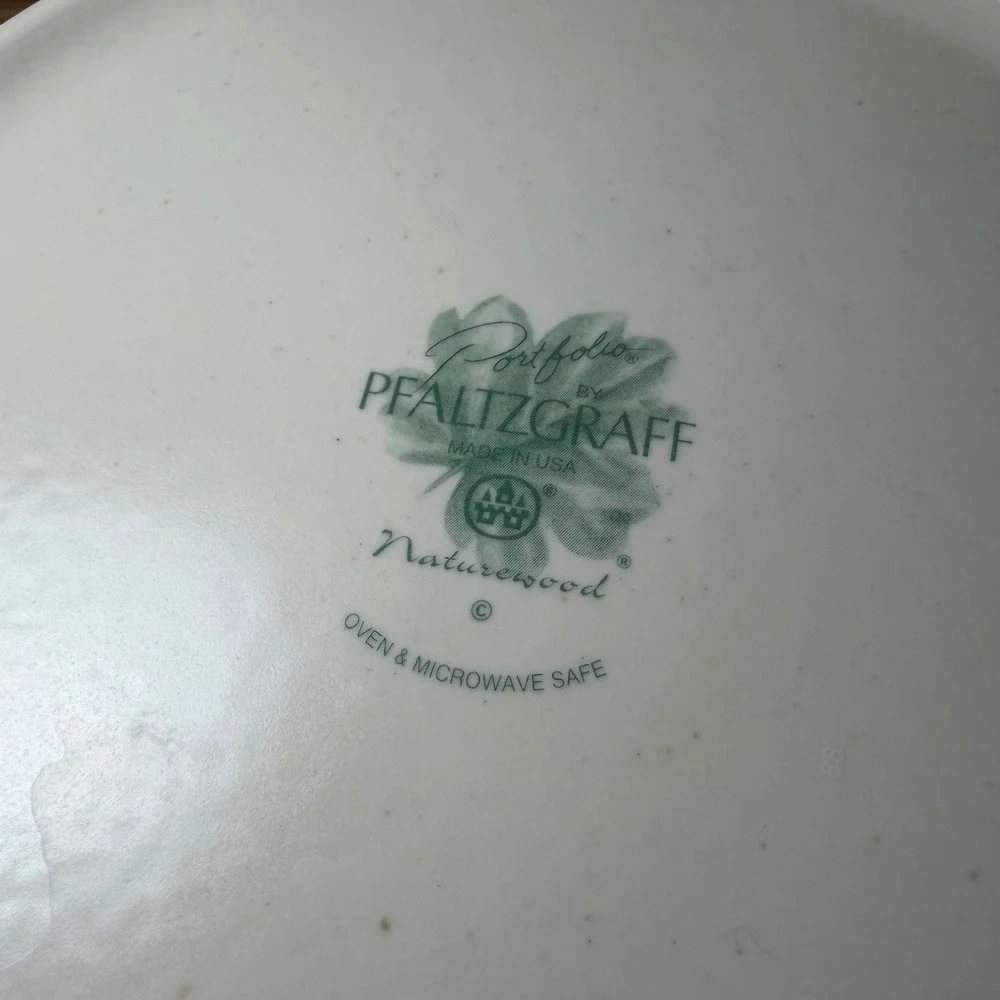 Pfaltzgraff Naturewood Set of 2 Serving Bowls Botanical Leaf Garden Pattern USA